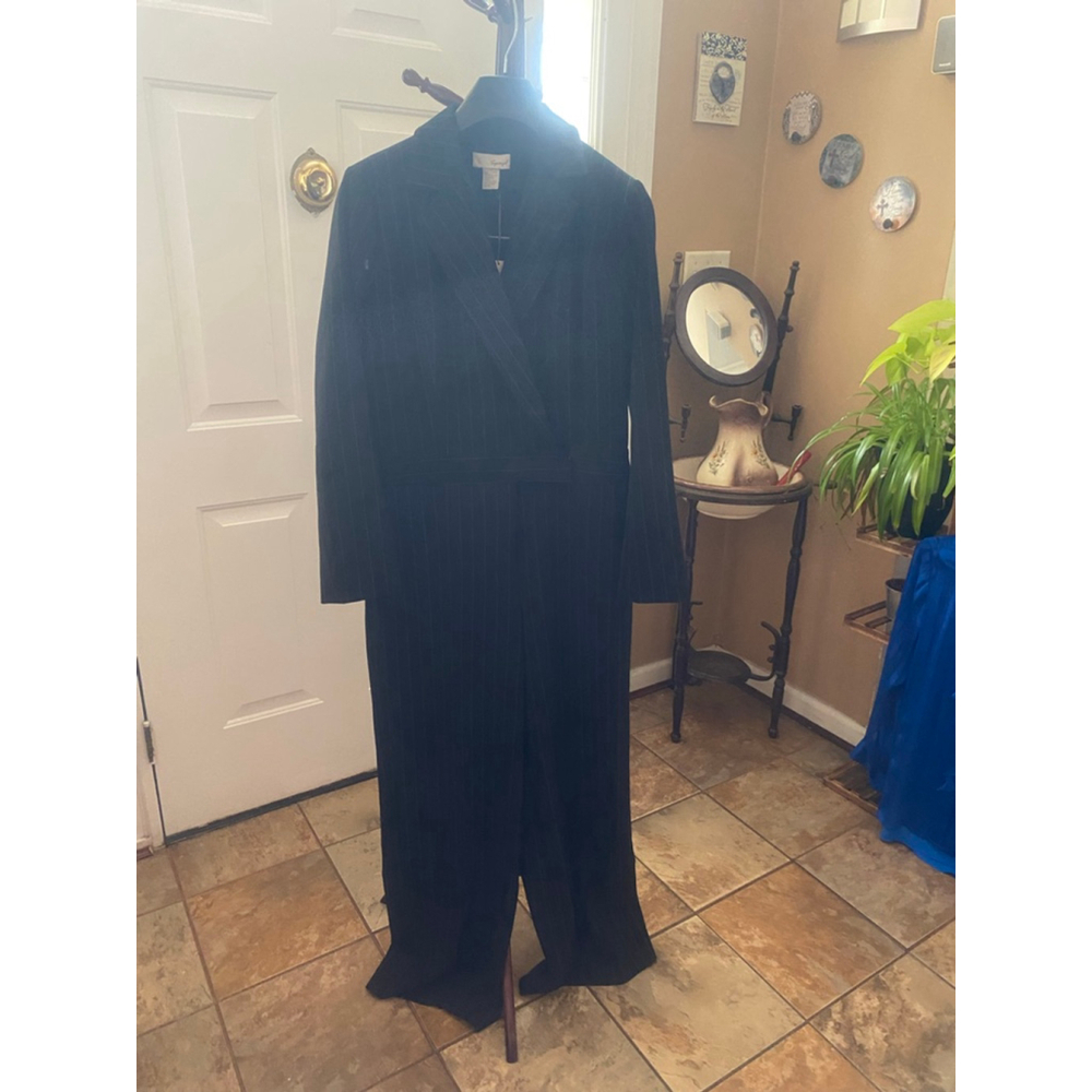 Women's Spiegel Black Pinstripe Jumpsuit Size 14